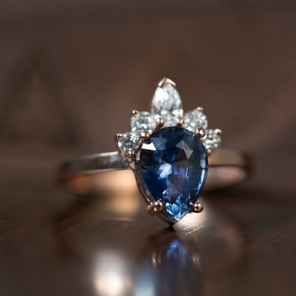 Alexis Russel Wedding Ring: Ethical/Sustainable Rose Gold, Sapphire, Diamonds - Picture 6 of 11
